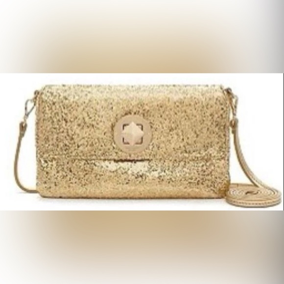 KATE SPADE Gold Sparkler Crossbody/Clutch w/Storybook Lining - Picture 11 of 11